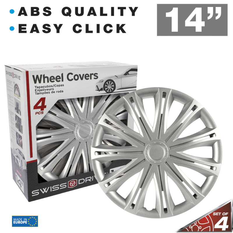 Universal Car Wheel Covers 14'' SwissDrive, Alabama Silver (Set of 4)