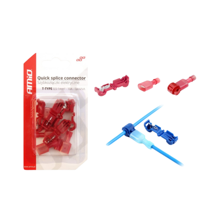 Amio T-TYPE Cable Power Tap 10A Red, Set of 5pcs