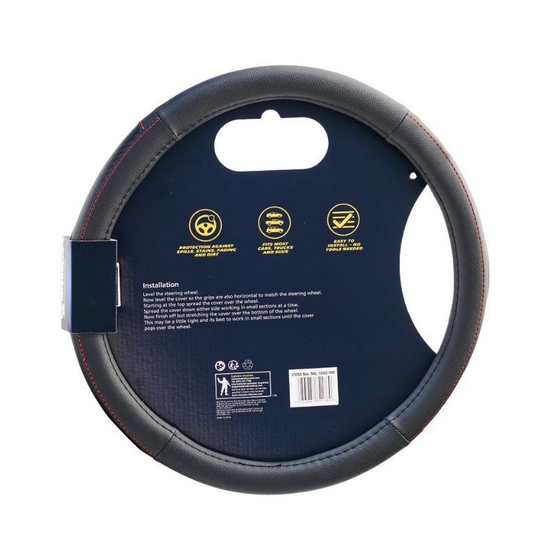 Michelin Steering Wheel Cover Black with Red Stitching 36.8 – 39.4cm - WML-1002-NR