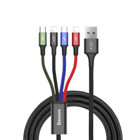 Baseus Rapid Series Braided USB σε Lightning / Type-C / micro USB Καλώδιο 3.5A Πολύχρωμο 1.2m
