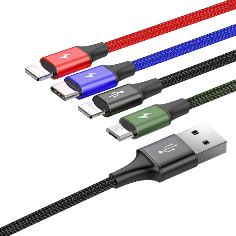 Baseus Rapid Series Braided USB σε Lightning / Type-C / micro USB Καλώδιο 3.5A Πολύχρωμο 1.2m