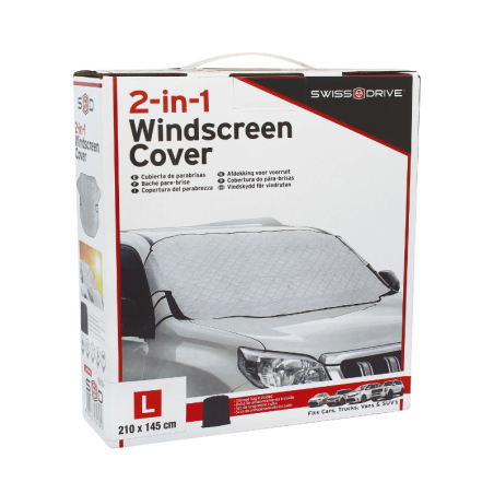 SwissDrive 2-in-1 Windscreen Cover for Sun and Snow, Large 210x145cm