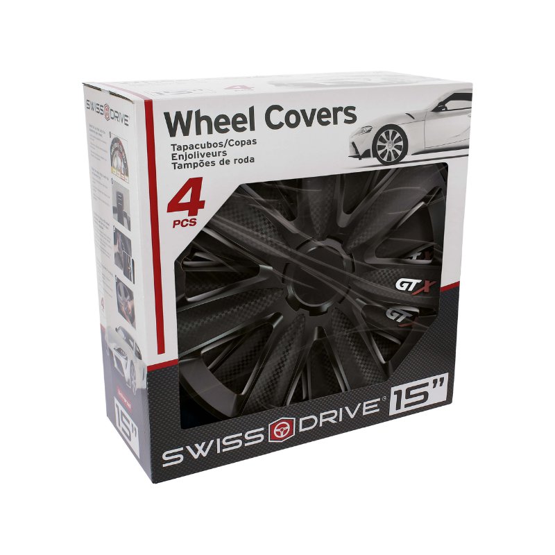 Universal Wheel Covers 15'' SwissDrive, Carbon Black (Set of 4)