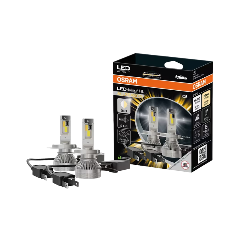 Osram H4 LEDriving HL Allseason Bulbs 2in1, 12V 45W 2700K-6500K, 2pcs