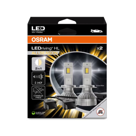 Osram H7 LEDriving HL Allseason Bulbs 2in1, 12V 45W 2700K-6500K, 2pcs