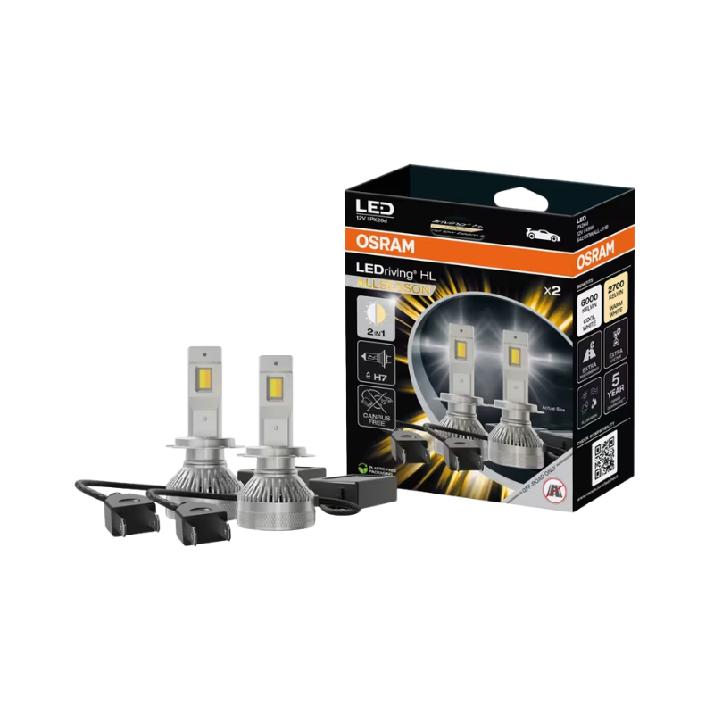 Osram H7 LEDriving HL Allseason Bulbs 2in1, 12V 45W 2700K-6500K, 2pcs