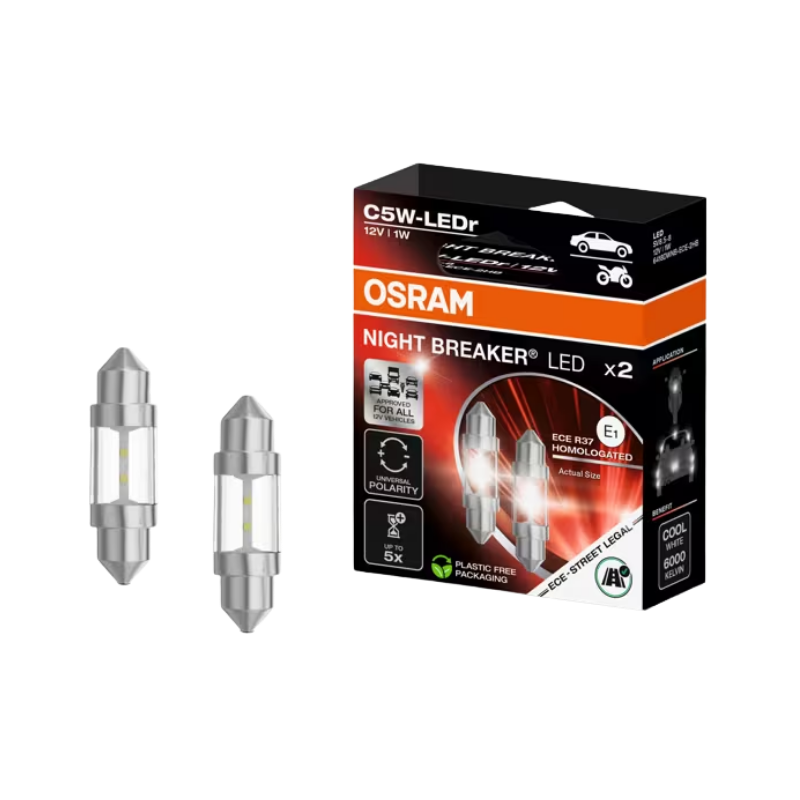 Λάμπες Osram C5W Night Breaker LED ECE, 12V 1W 6000K, 2τμχ