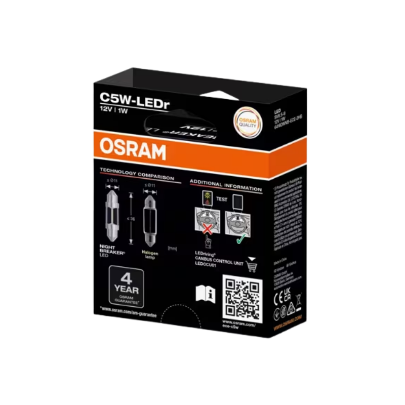 Osram C5W Night Breaker LED ECE Bulbs, 12V 6000K, 2pcs
