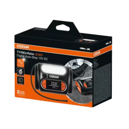 Digital Tyre Air Compressor Osram TYREinflate 2120 with LED Light, 12V DC 180W up to 6.9 bar