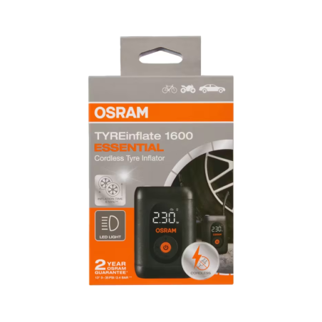 Rechargeable Digital Tyre Inflator Osram TYREinflate 1600 Essential, 74W Cordless up to 7.0 bar
