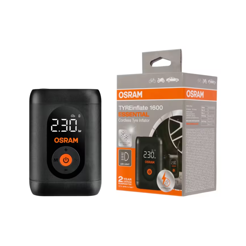 Rechargeable Digital Tyre Inflator Osram TYREinflate 1600 Essential, 74W Cordless up to 7.0 bar