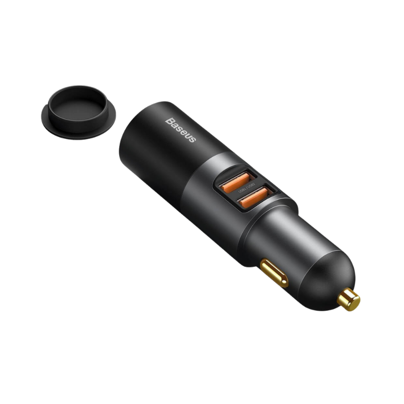 Baseus 12V 120W Cigarette Lighter Expansion Adapter with 2x USB-A & Cigarette Lighter Socket, 1pc