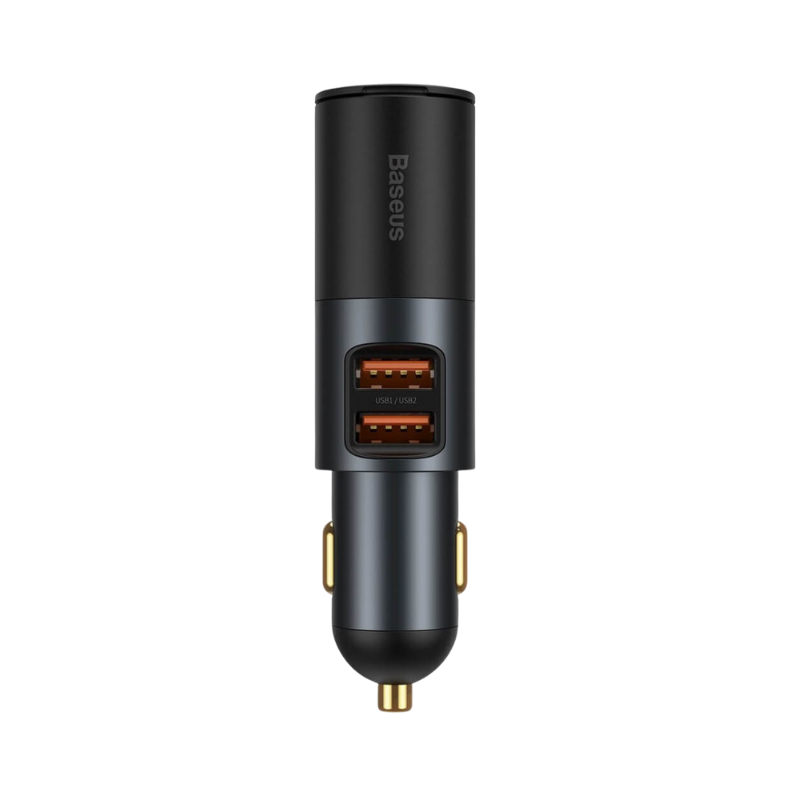 Baseus 12V 120W Cigarette Lighter Expansion Adapter with 2x USB-A & Cigarette Lighter Socket, 1pc