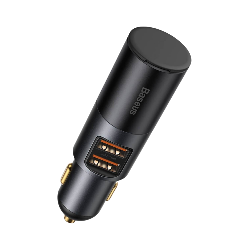 Baseus 12V 120W Cigarette Lighter Expansion Adapter with 2x USB-A & Cigarette Lighter Socket, 1pc