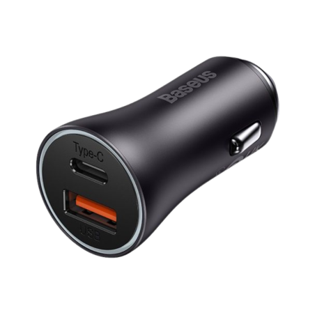 Baseus 12V 60W Car Charger with USB-A & USB-C Golden Contactor Max Dual, 1pc