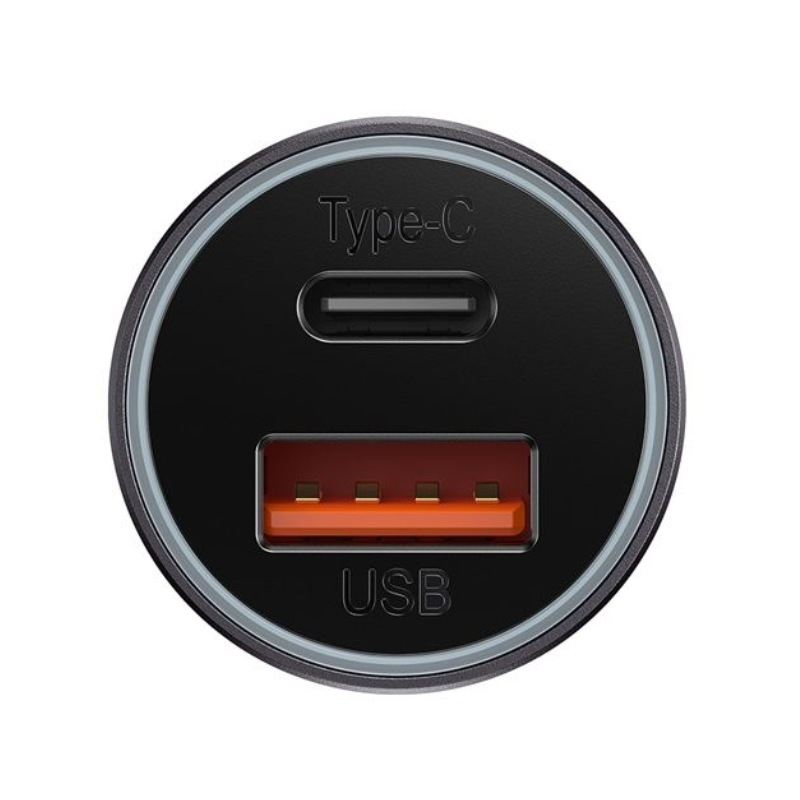 Baseus 12V 60W Car Charger with USB-A & USB-C Golden Contactor Max Dual, 1pc