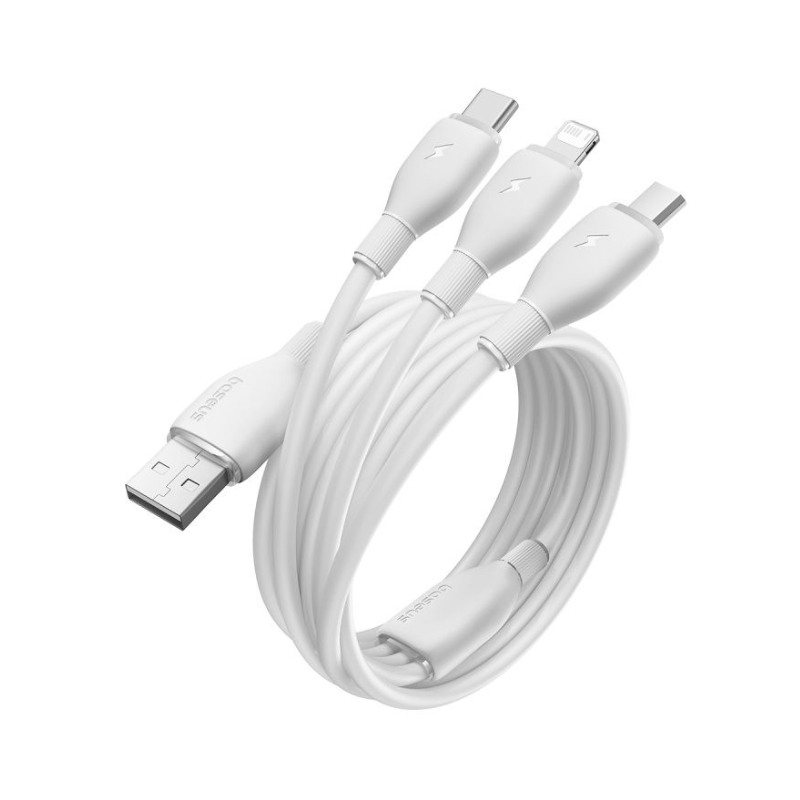 Baseus 3in1 Charging & Data Cable USB-A 1.3m 3.5A Ultra-fast, 1pc