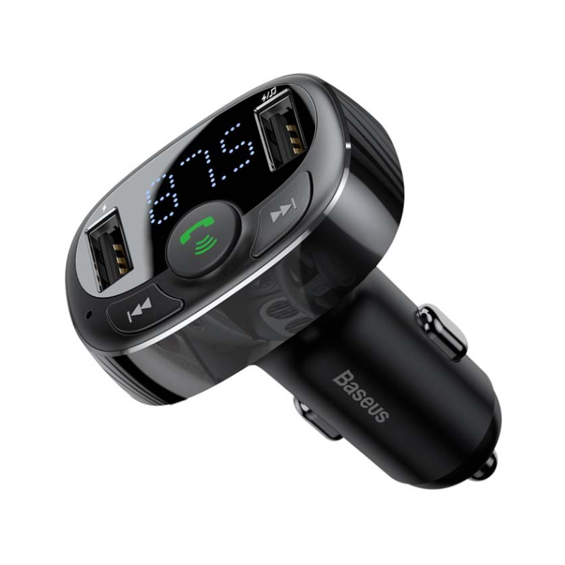 Baseus FM Transmitter Αυτοκινήτου MP3 Wireless 17W με 2x USB-A, QC, 3.4A & Υποδοχή TF/Micro SD T-Typed S-09A, 1τμχ