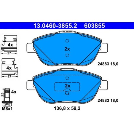 Brake Pad Set, disc brake ATE 13.0460-3855.2