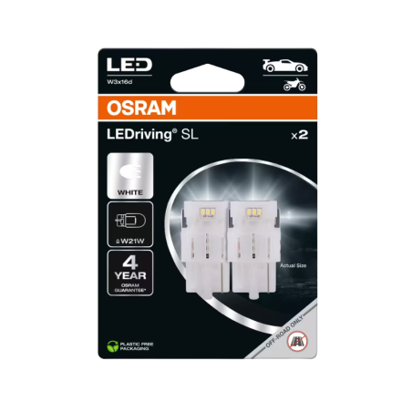 Λάμπες Osram W21W LEDriving SL White 12V 1W, 2τμχ