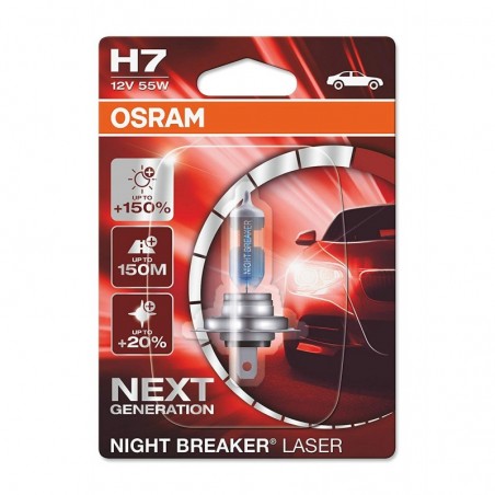 Λάμπα Osram H7 12V 55W Night Breaker Laser +150% Περισσότερο Φως 64210NL-01B