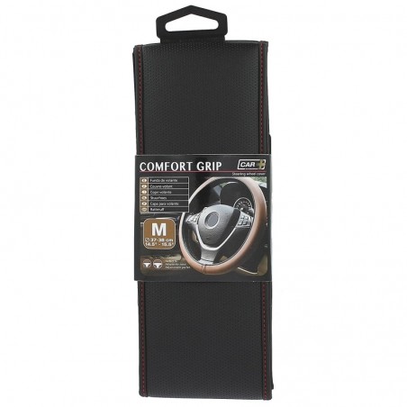 Steering Wheel Cover 'Comfort Grip' Black/Red Perforated 37-38cm
