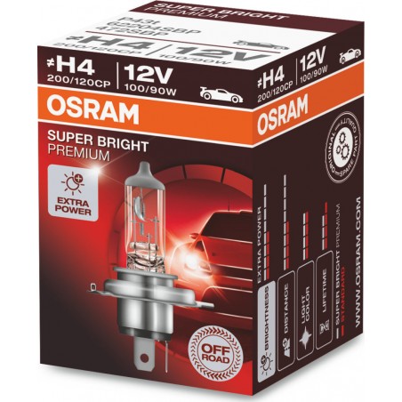 Λάμπα Osram H4 12V 100/90W Super Bright Premium 62204SBP