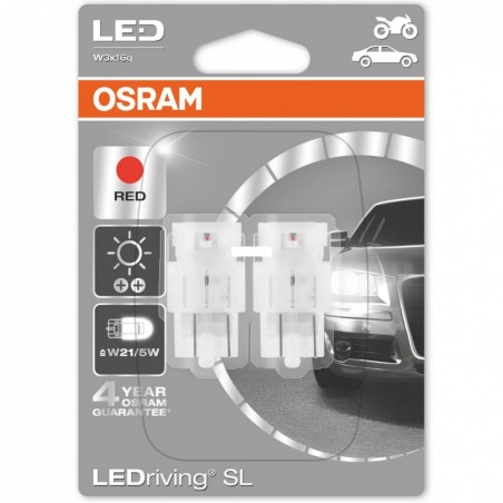 Osram W21/5W Ledriving Red 12V 1.7W Led 6000K 7716R-02B