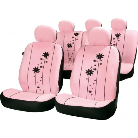 Front and Rear Seat Cover Set 'Urban Girl' Pink 15pc