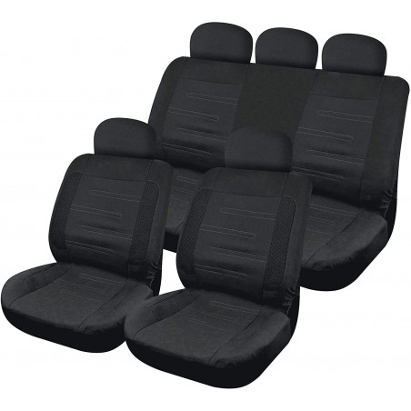 Front and Rear Seat Covers Set 'California' Black 12pc