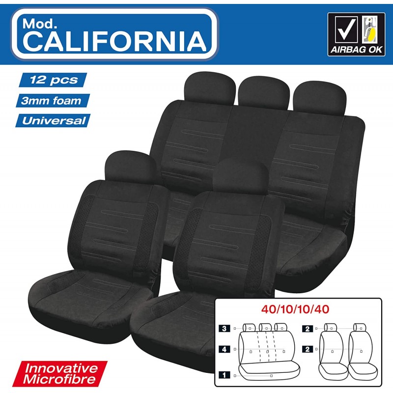 Καλύμματα Θέσης California Μαύρα 12 τεμάχια