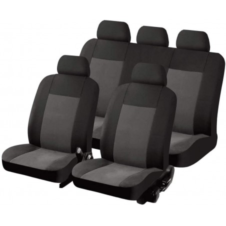 Basic Front and Rear Seat Cover Set Black and Grey 11pc