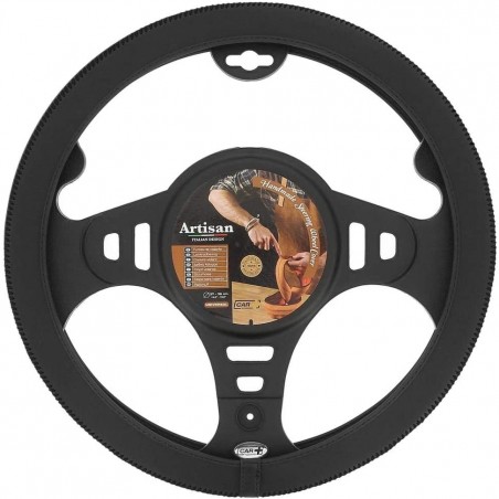 Hand-stitched Artisan Steering Wheel Cover Black 37-39cm