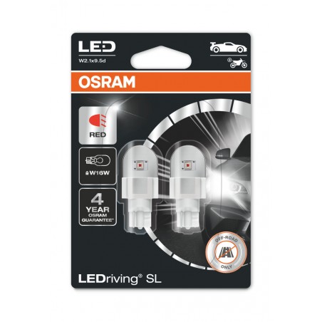 Λάμπες Osram 12V 2W W16W LEDriving SL RED 921DRP-02B