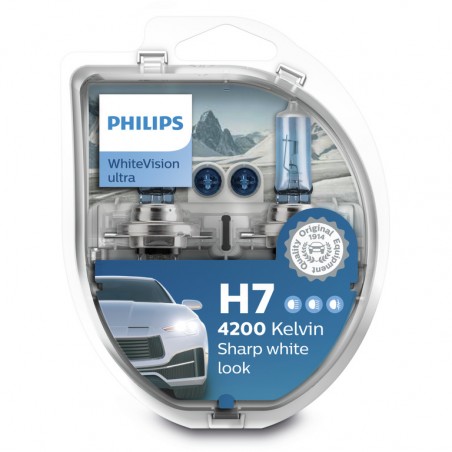 Λάμπες Philips H7 12V 55W White Vision Ultra 4200K και 60% Περισσότερο Φως 12972WVUSM