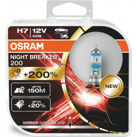 Λάμπες Osram H7 12V 55W Night Breaker 200 +200% Έξτρα Φως 64210NB200-HCB