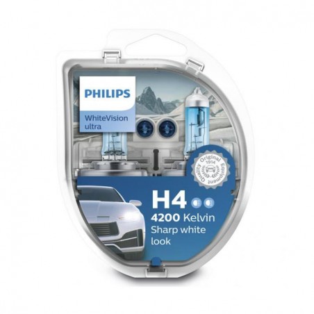 Λάμπες Philips H4 12V 60/55W White Vision Ultra 4200K και 60% Περισσότερο Φως 12342WVUSM