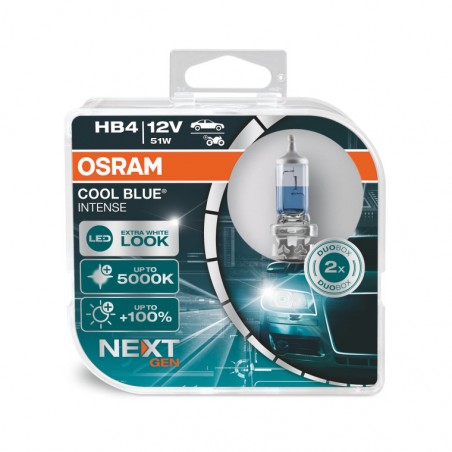 Λάμπες Osram HB4 12V 51W Cool Blue Intense Next Gen +100% Περισσότερο Φως 5000K 9006CBN-HCB 2τμχ