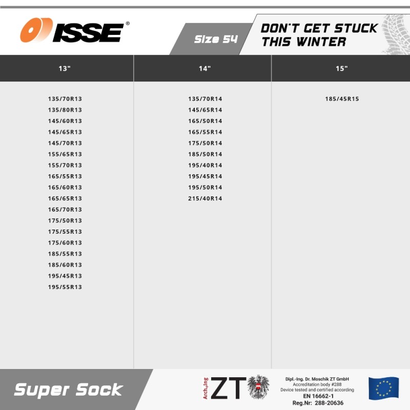Isse Super Snow Textile Chains, Tribologic Snowsocks