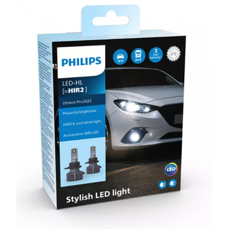 Λάμπες Philips HIR2 Ultinon Pro3022 Led 12V 24V 20W 6000K 2τμχ 11012U3022X2