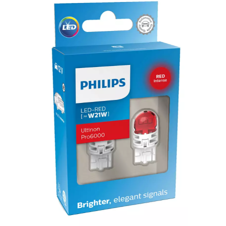 Λάμπες Philips W21W Ultinon Pro6000 Led Red 12V 2τμχ 11065RU60X2