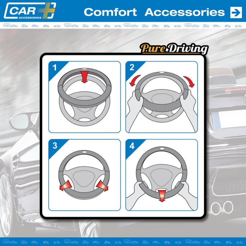 Κάλυμμα Τιμονιού 'Hybrid' Μαύρο με Μπλε Ραφή 37-39cm