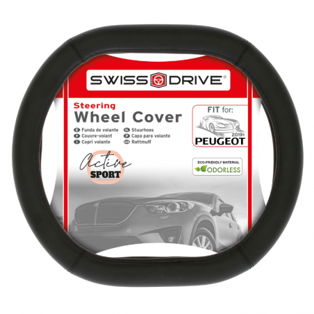 SwissDrive Κάλυμμα Τιμονιού PVC για Peugeot έως 2019, Μαύρο