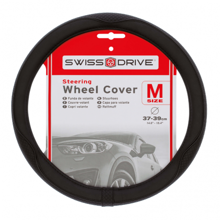 SwissDrive Steering Wheel Cover PVC 37-39cm Black - 2505CBK