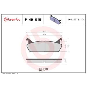 Σετ τακάκια, δισκόφρενα BREMBO P49015