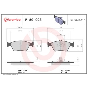 Brake Pad Set, disc brake BREMBO P50023