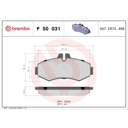 Σετ τακάκια, δισκόφρενα BREMBO P50031