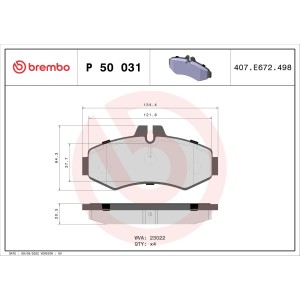 Brake Pad Set, disc brake BREMBO P50031