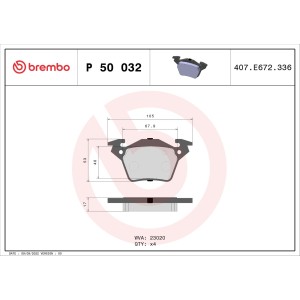 Σετ τακάκια, δισκόφρενα BREMBO P50032