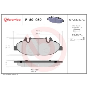 Brake Pad Set, disc brake BREMBO P50050